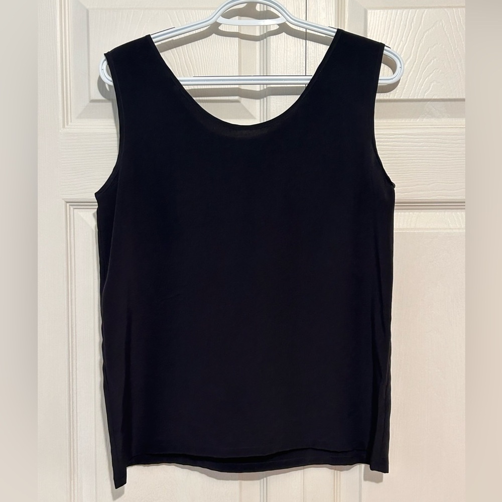 Vintage Jerry Giardelli 100% Silk Elegant Black Sleeveless Tank Top